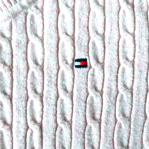 Tommy Hilfiger Sweater Light Pink Pullover Scoop Neck Cable Knitted - Picture 6 of 6